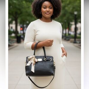 Michael Kors Black Satchel with Gold Accents